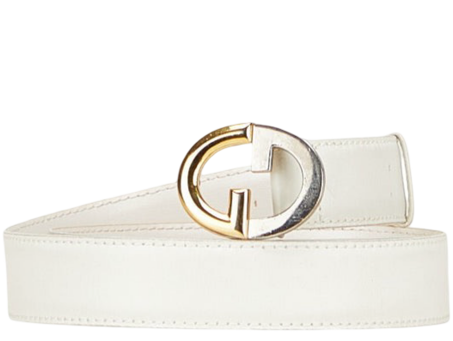 Gucci Old Gucci Leather Belt Leather GG Buckle White – Very Good Condition | L’LUXE Authentic’s