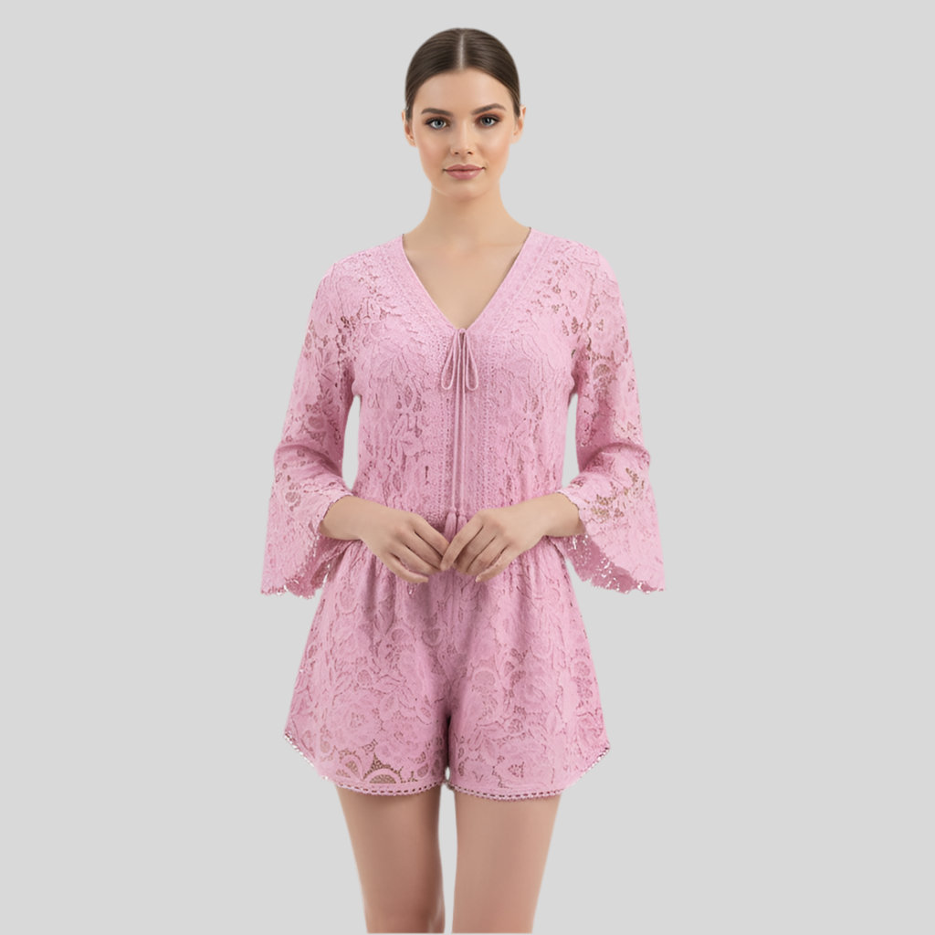 Lace V-Neck Top & Flowy Shorts Set | Curve | L’LUXE Matching Sets