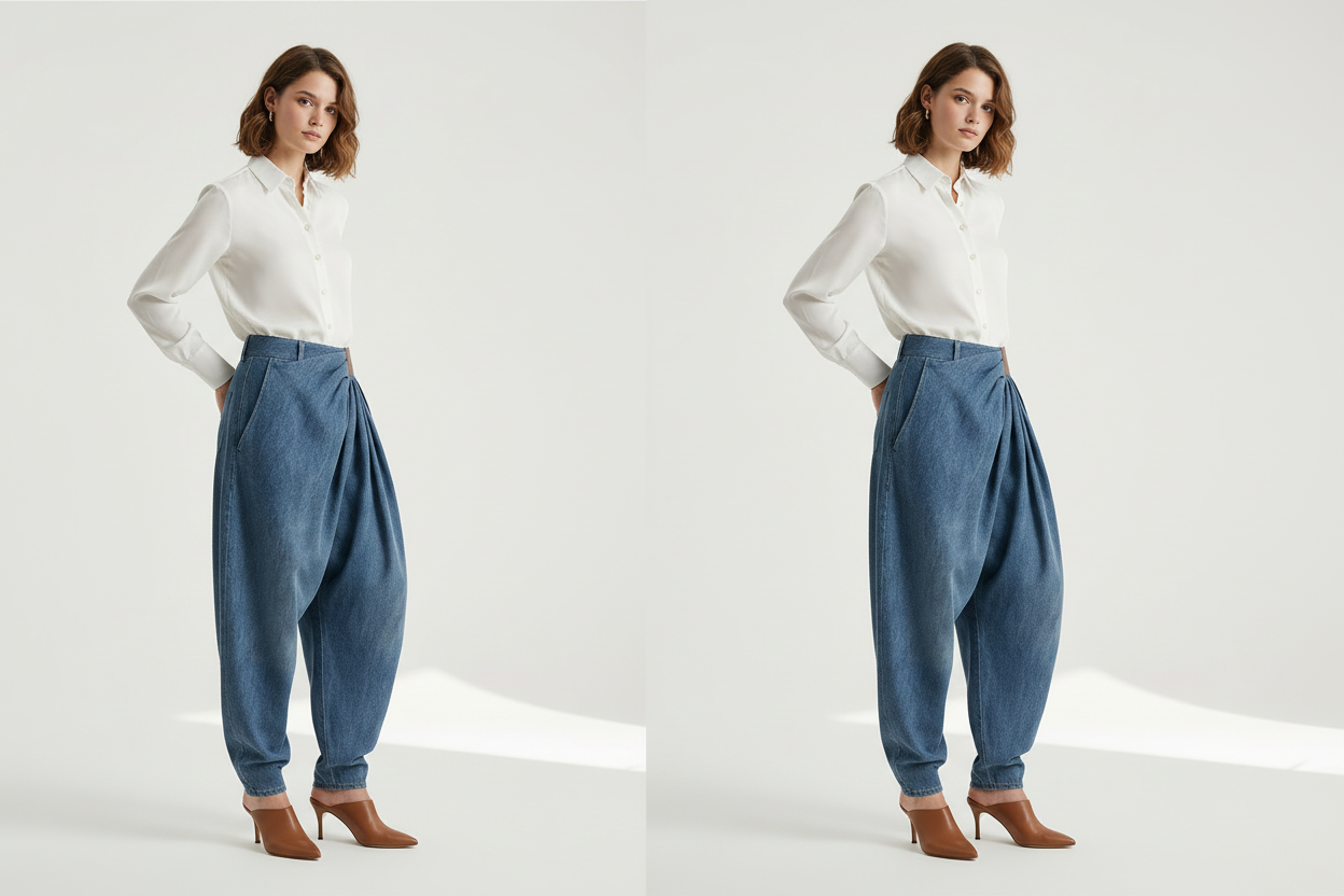 High Waist Pleated Wide-Leg Jeans | Curve | L’LUXE Pants