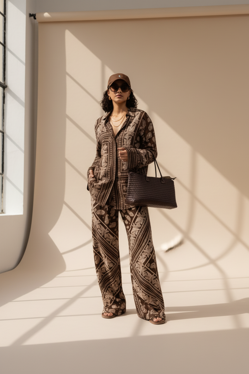 Bandanna Inspired Paisley Print Shirt and Wide-Leg Pants Set| L’LUXE Matching Sets