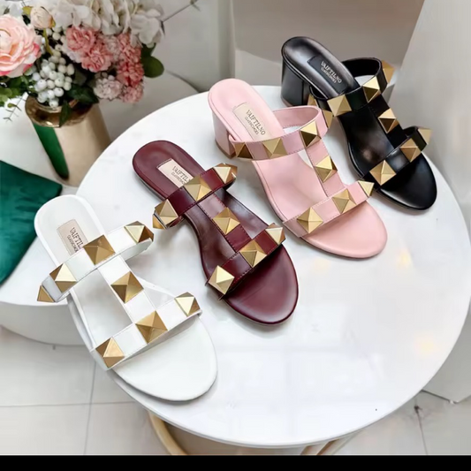 Studded Open Toe Mule Sandals | L’LUXE Footwear