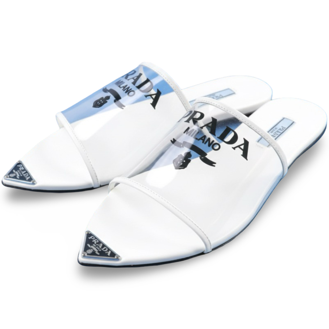 Unused Prada Triangle Logo Mule Sandals Euro Size 5.5 Authentic Previous Owned