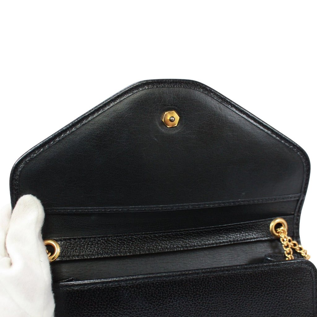 Christian Dior Leather Chain Shoulder Bag – Gold Hardware Envelope Flap Previously Owned Authentic