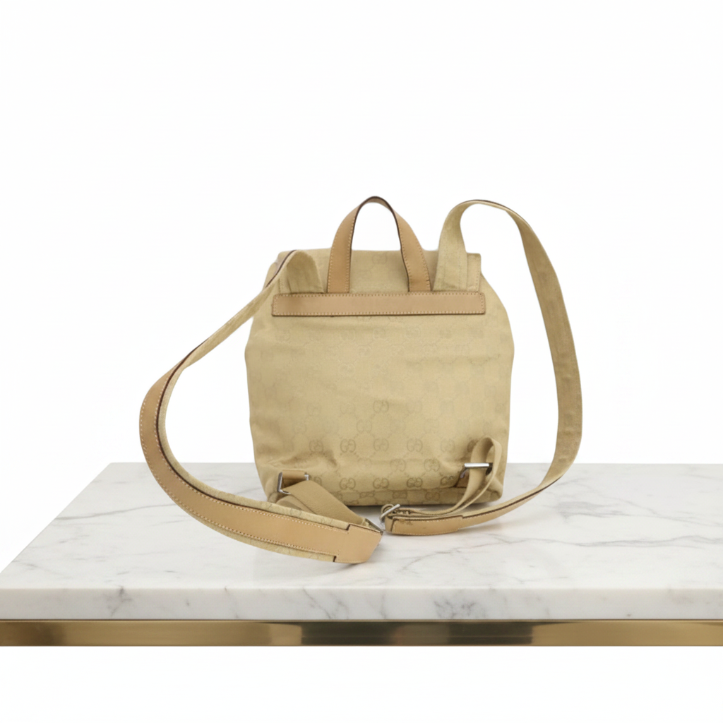 GUCCI Monogram Mini Beige Backpack Daypack Previously Owned Authentic