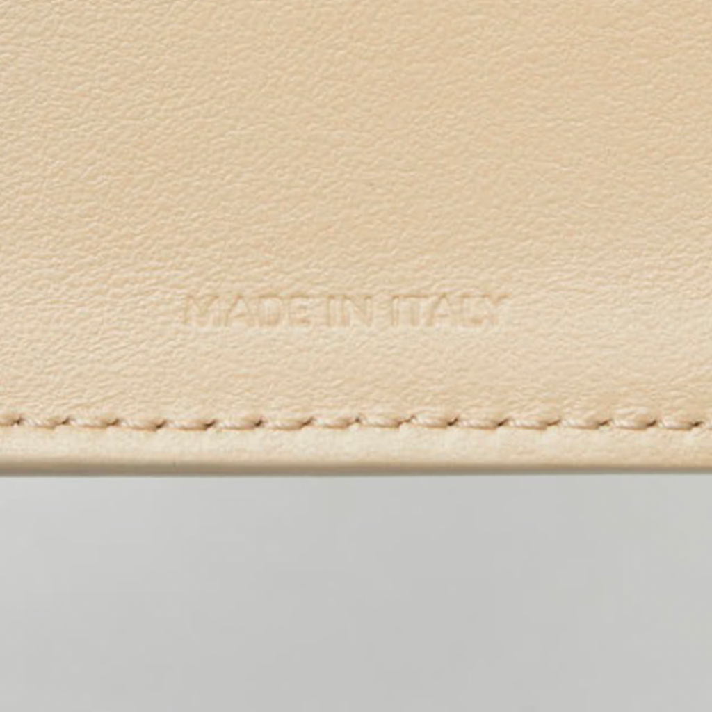 CELINE Triomphe Small Flap Wallet Beige Leather Previously Owned Authentic