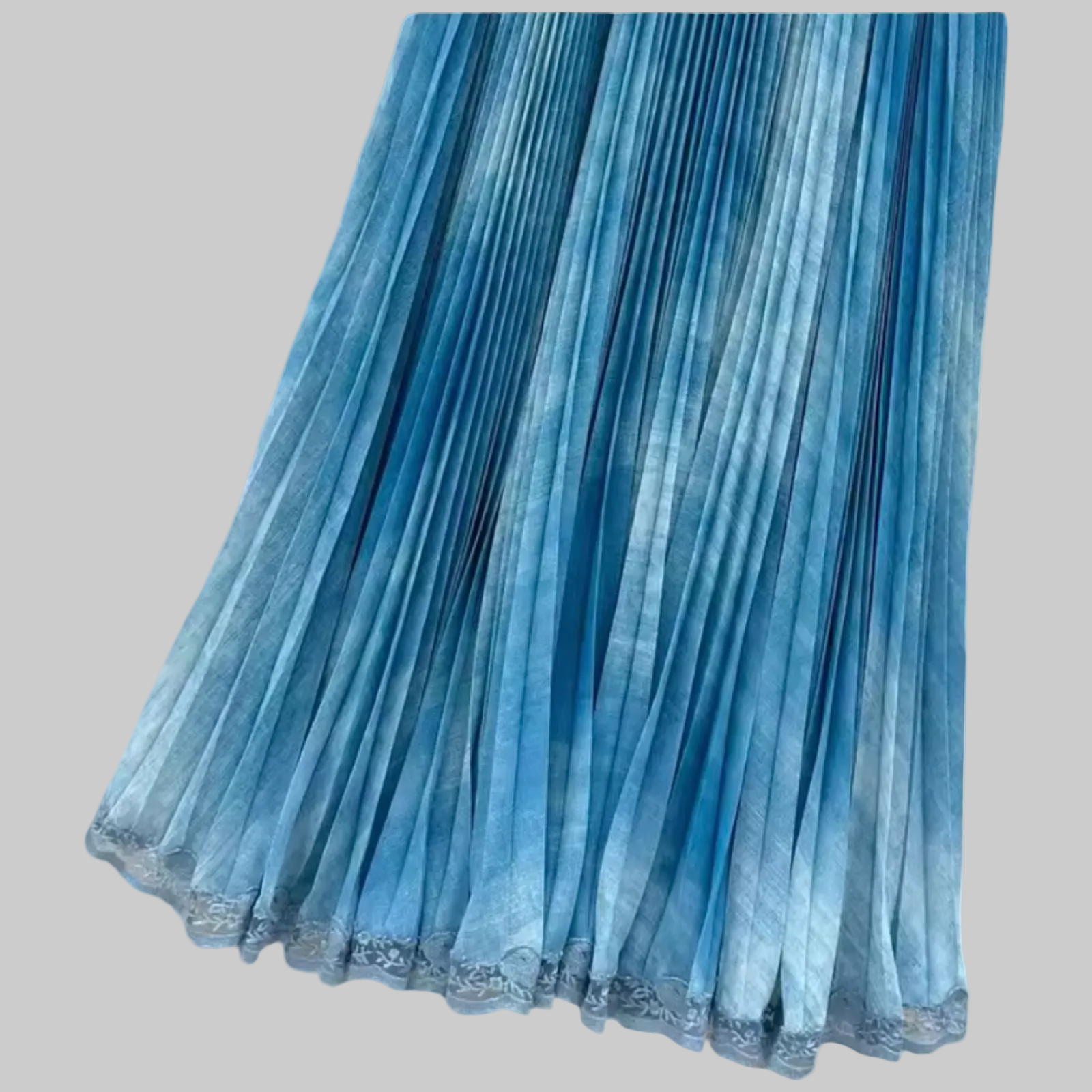 Denim Blue Lace-Trim Camisole & Pleated Maxi Skirt