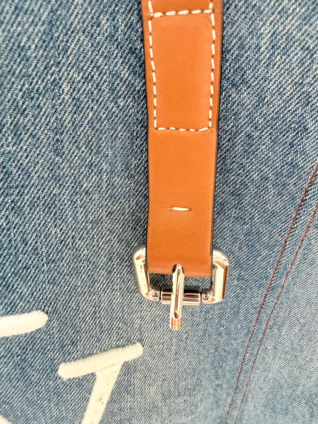 JW Anderson Belt Cabas Denim Tote Bag – Blue & Cognac Authentic Previously Owned