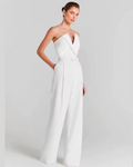 Women’s White Embellished Knit Top & Full-Length Pants Elegant Matching Set