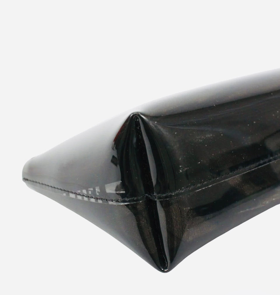 Chanel Windows Line Clear Pouch Black PVC Silver Hardware Previously Owned Authentic
