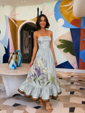 Floral Strapless Mermaid Maxi Dress | Elegant Ruffle Hem Summer Dress