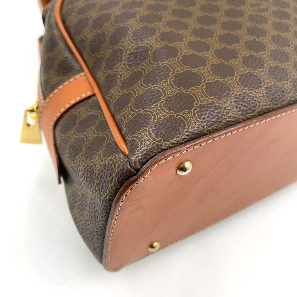 Celine Macadam Pattern Handbag Brown Beige PVC Leather Trim — Previously Owned Good Condition | L’LUXE Authentics