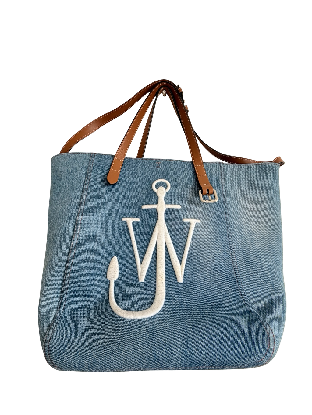 JW Anderson Belt Cabas Denim Tote Bag – Blue & Cognac Authentic Previously Owned
