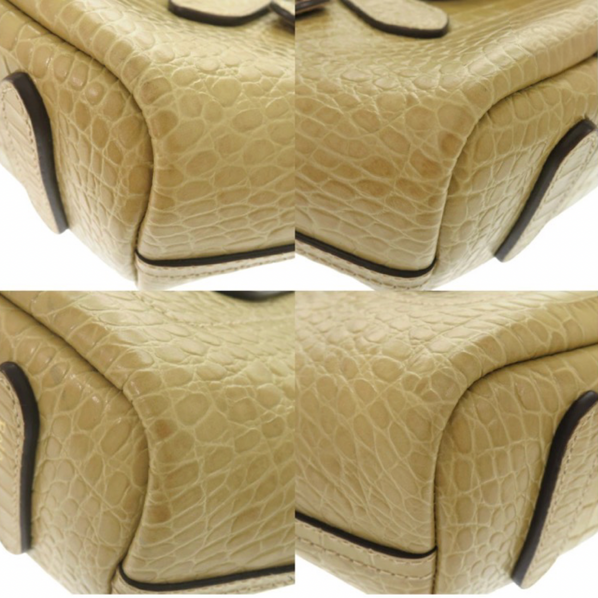 Polo Ralph Lauren Crocodile-Embossed Leather top handle | 2-Way Handbag | Authentic Previously Owned