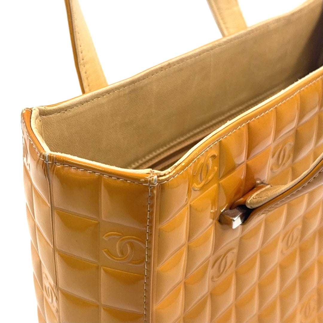 Chanel Chocolate Bar Coco Mark Patent Leather Tote Yellow – Previously Owned Authentic