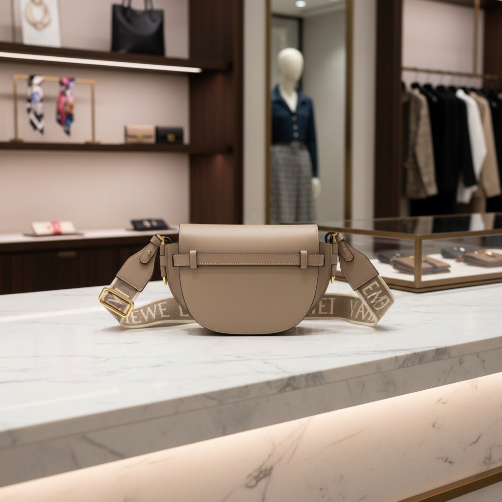 LOEWE Gate Dual Mini Beige Leather Bag Previously Loved Authentic