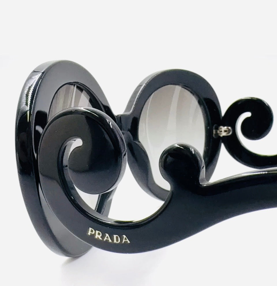 Prada Minimal Baroque Sunglasses Black Plastic Previously Owned Authentic