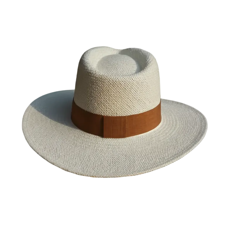 Woven Panama Straw Fedora hat