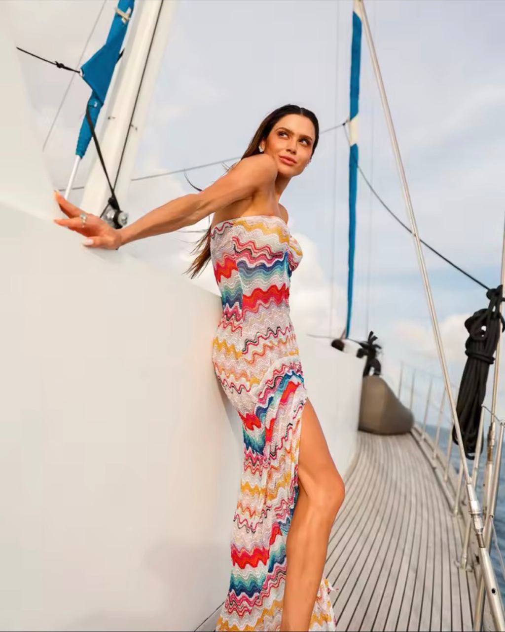 Chevron Strapless Resort Cover-Up Maxi Dress – Beach Vacation Bandeau Dress