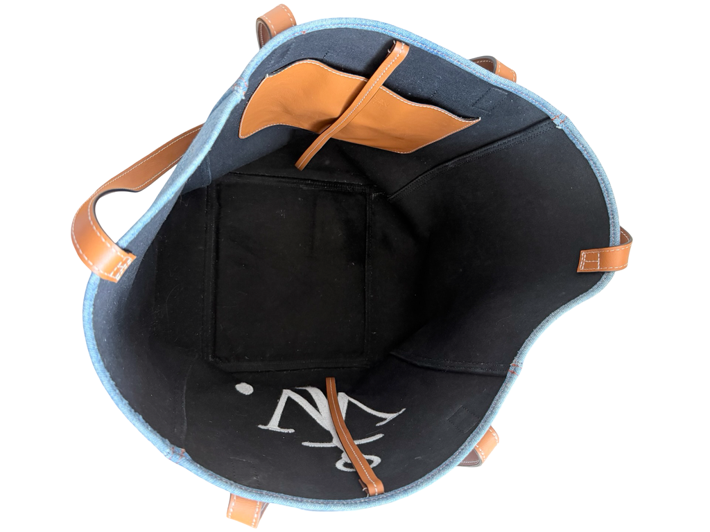 JW Anderson Belt Cabas Denim Tote Bag – Blue & Cognac Authentic Previously Owned
