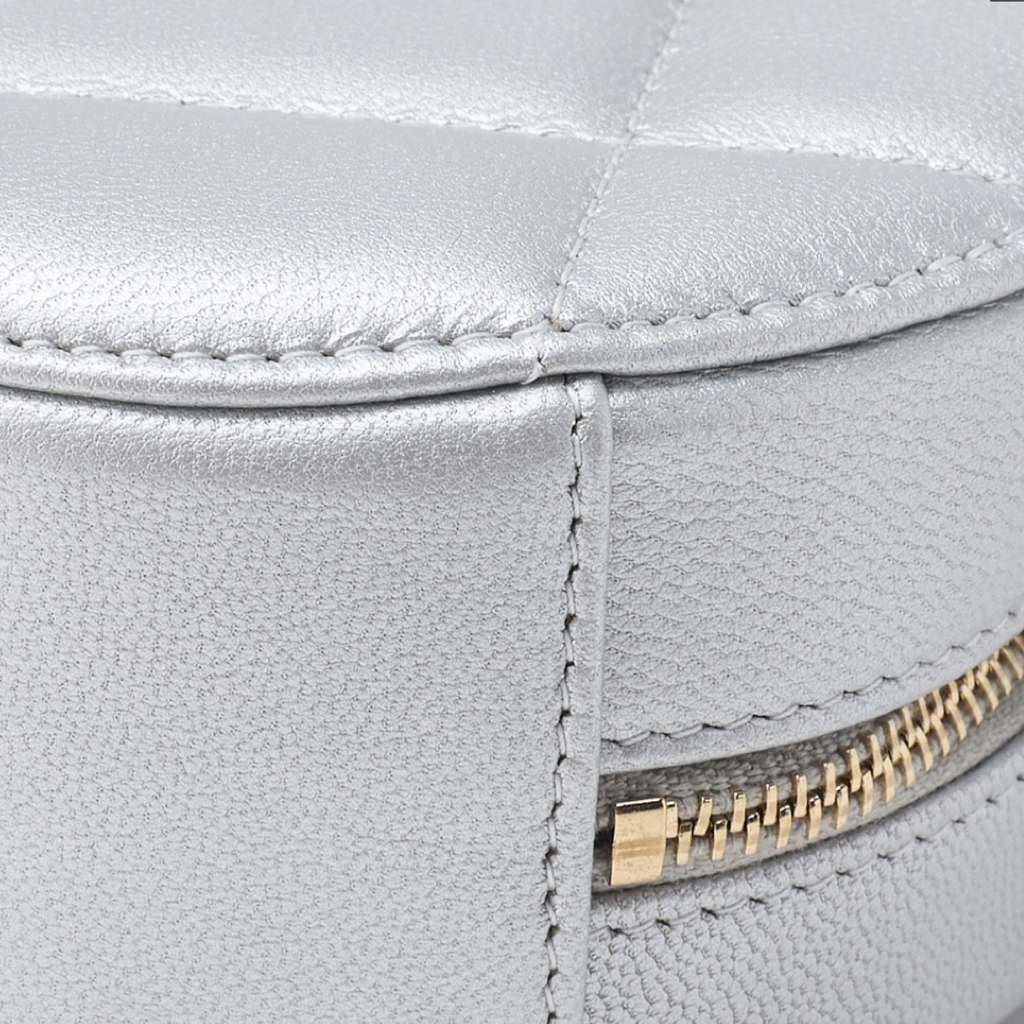 CHANEL 19 Matelassé Chain Shoulder Bag Lambskin Silver – Near-New Condition Previously Owned Authentic