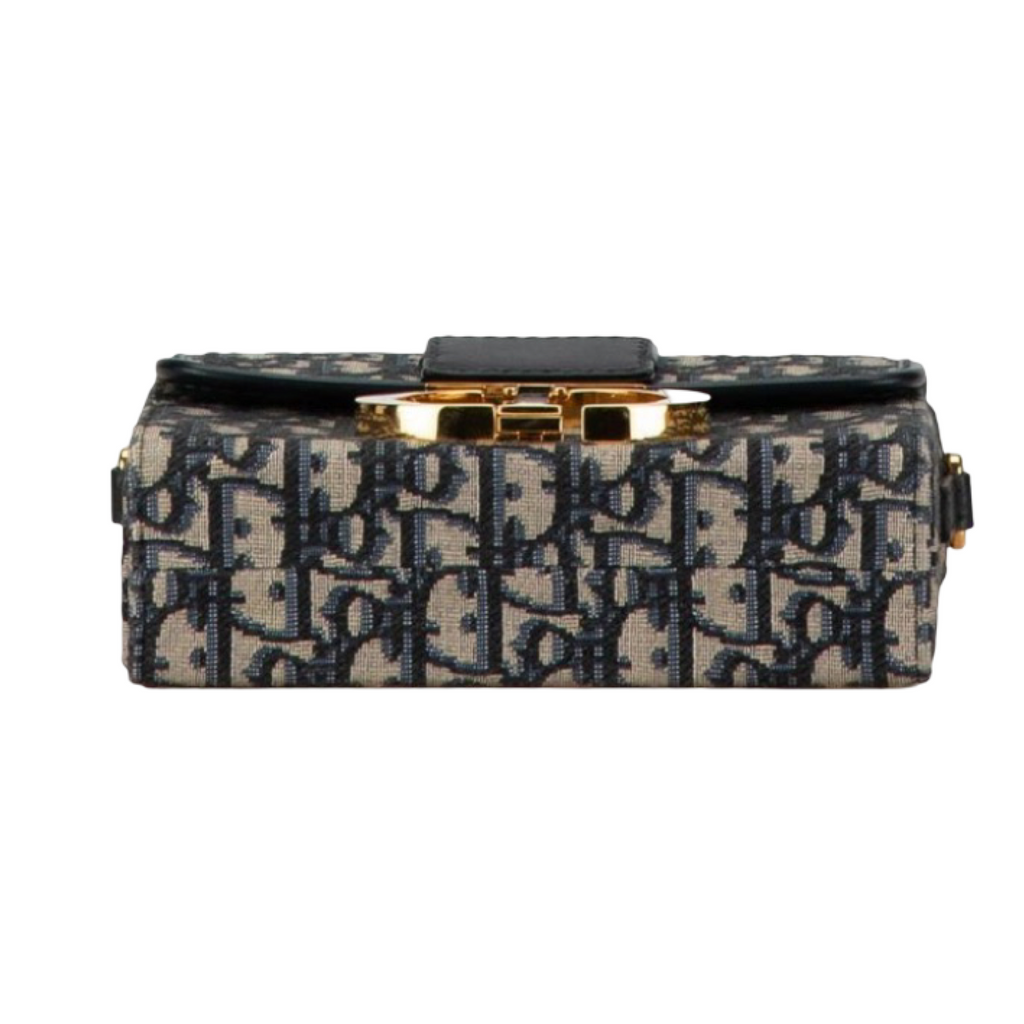 Christian Dior 30 Montaigne Oblique Jacquard Crossbody Shoulder Bag Navy Beige Authentic– Previously Owned