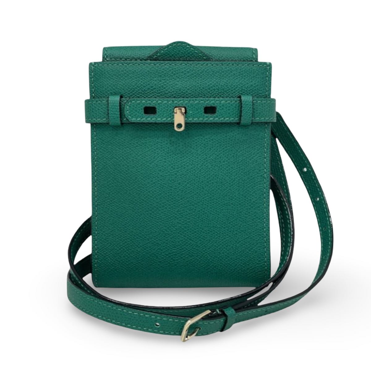 Valextra Slim B Tracollina Green Leather Crossbody Bag – Previously Owned