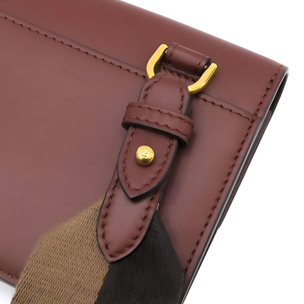 Fendi Flat Baguette Dark Brown Slim Shoulder Bag Authentic Previously Owned