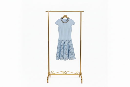 Sky Blue Embellished Lace Hem Mini Dress  | L’LUXE Best Dressed Edit