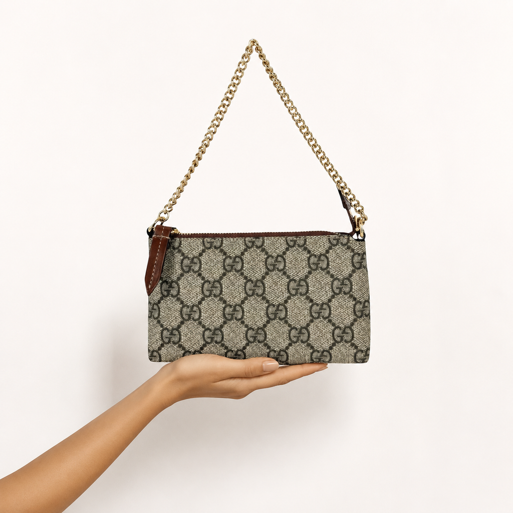 Gucci GG Canvas Small Leather Key Case Bag | Authentic Previously Owned
