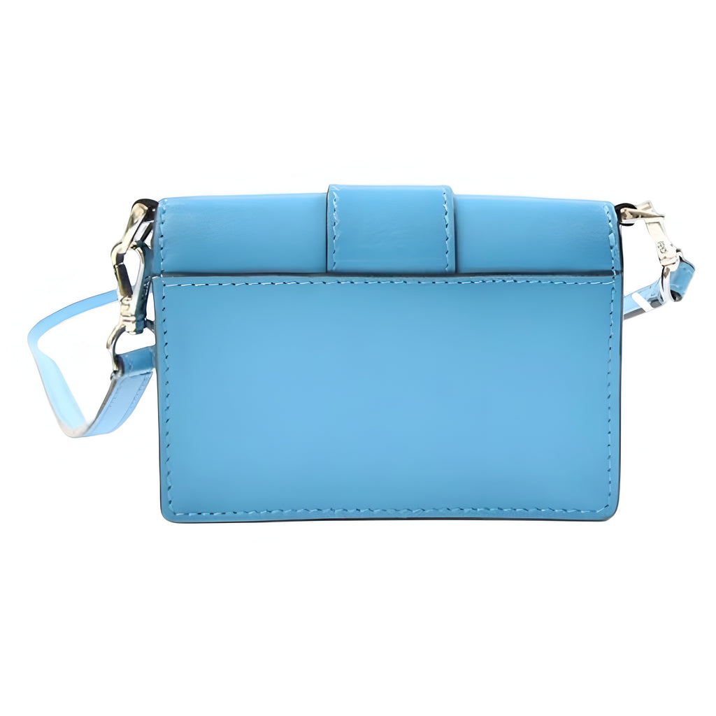 FENDI Micro Flat Baguette Light Blue Leather Shoulder Bag Authentic Previously Owned