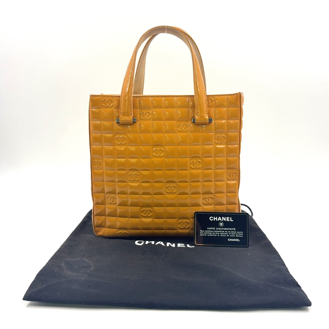 Chanel Chocolate Bar Coco Mark Patent Leather Tote Yellow – Previously Owned Authentic