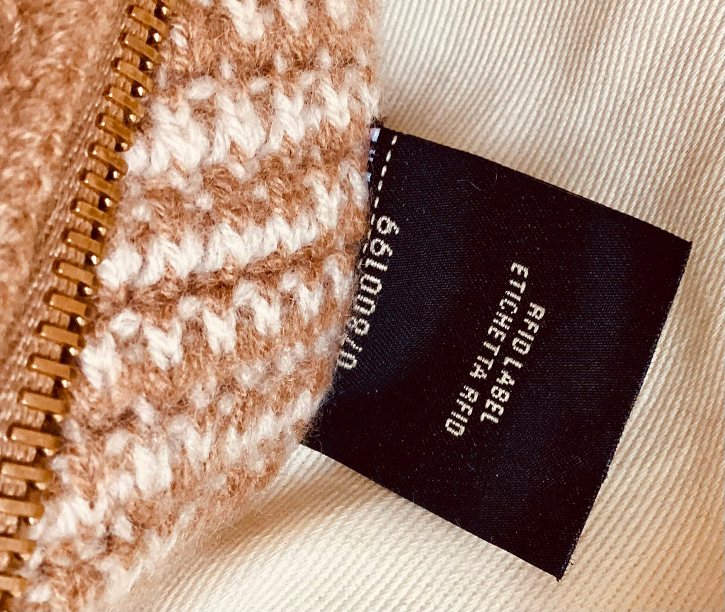Fendi FF Fabric Flat Pouch Wristlet Cammello Beige & White – Previously Owned Authentic