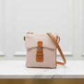 LOEWE Anagram Crossbody Shoulder Bag Pink Brown Leather Canvas Authentic Previously Owned