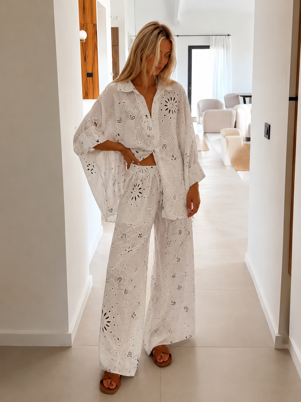 Boho Paisley Oversized Matching Shirt & Wide-Leg two-piece co-ord Outfit