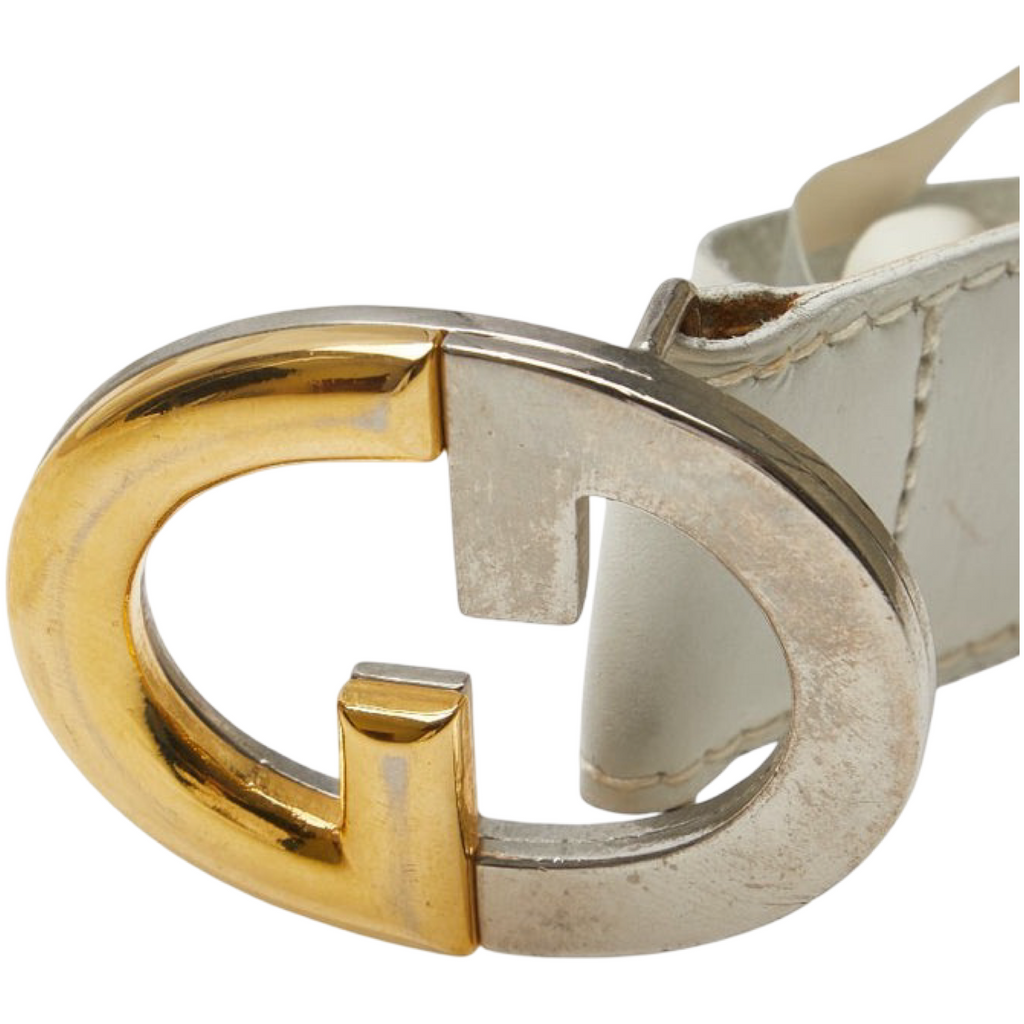 Gucci Old Gucci Leather Belt Leather GG Buckle Authentic Previously Owned