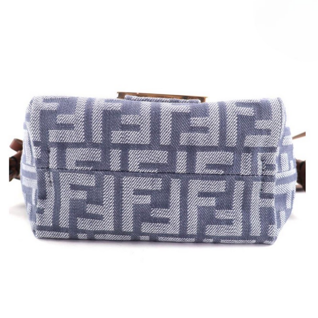 FENDI Mamma Baguette Small Denim Zucca FF Shoulder Bag Grey – Unused Condition Previously Owned Authentic