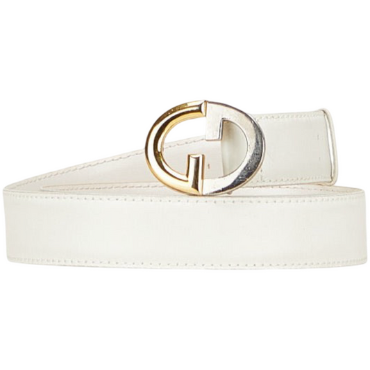 Gucci Old Gucci Leather Belt Leather GG Buckle White – Very Good Condition | L’LUXE Authentic’s
