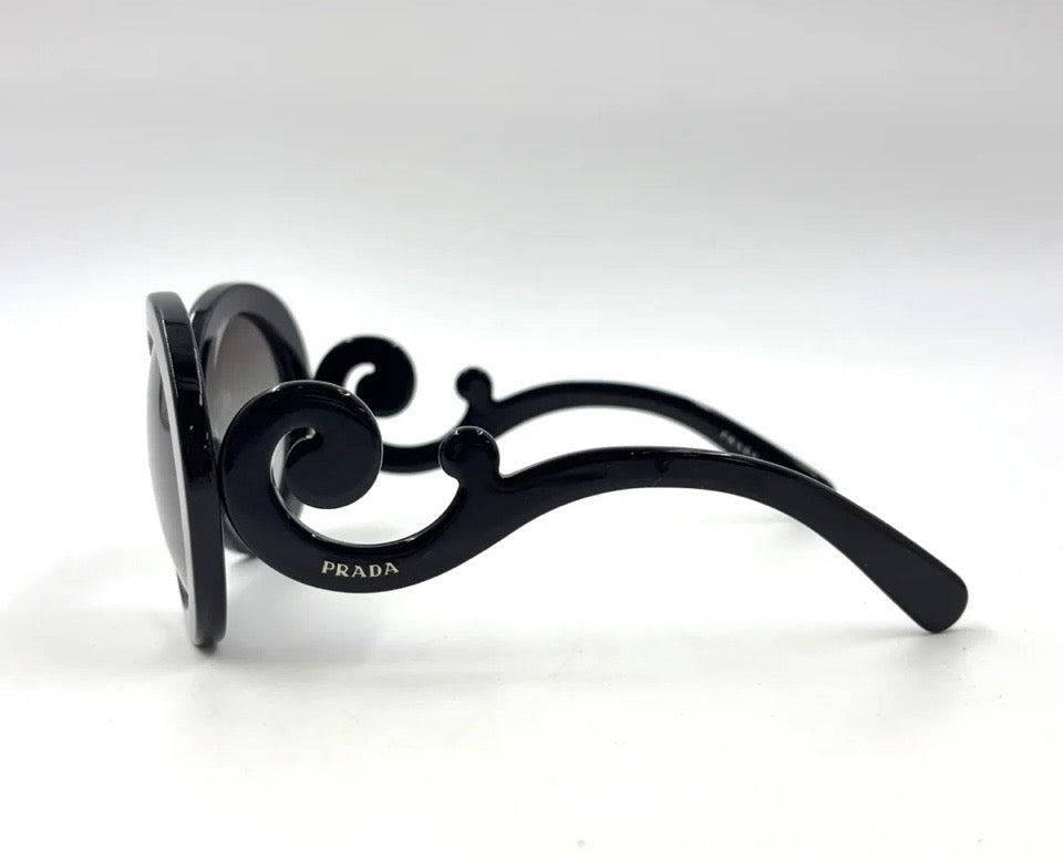 Prada Minimal Baroque Sunglasses Black Plastic Previously Owned Authentic