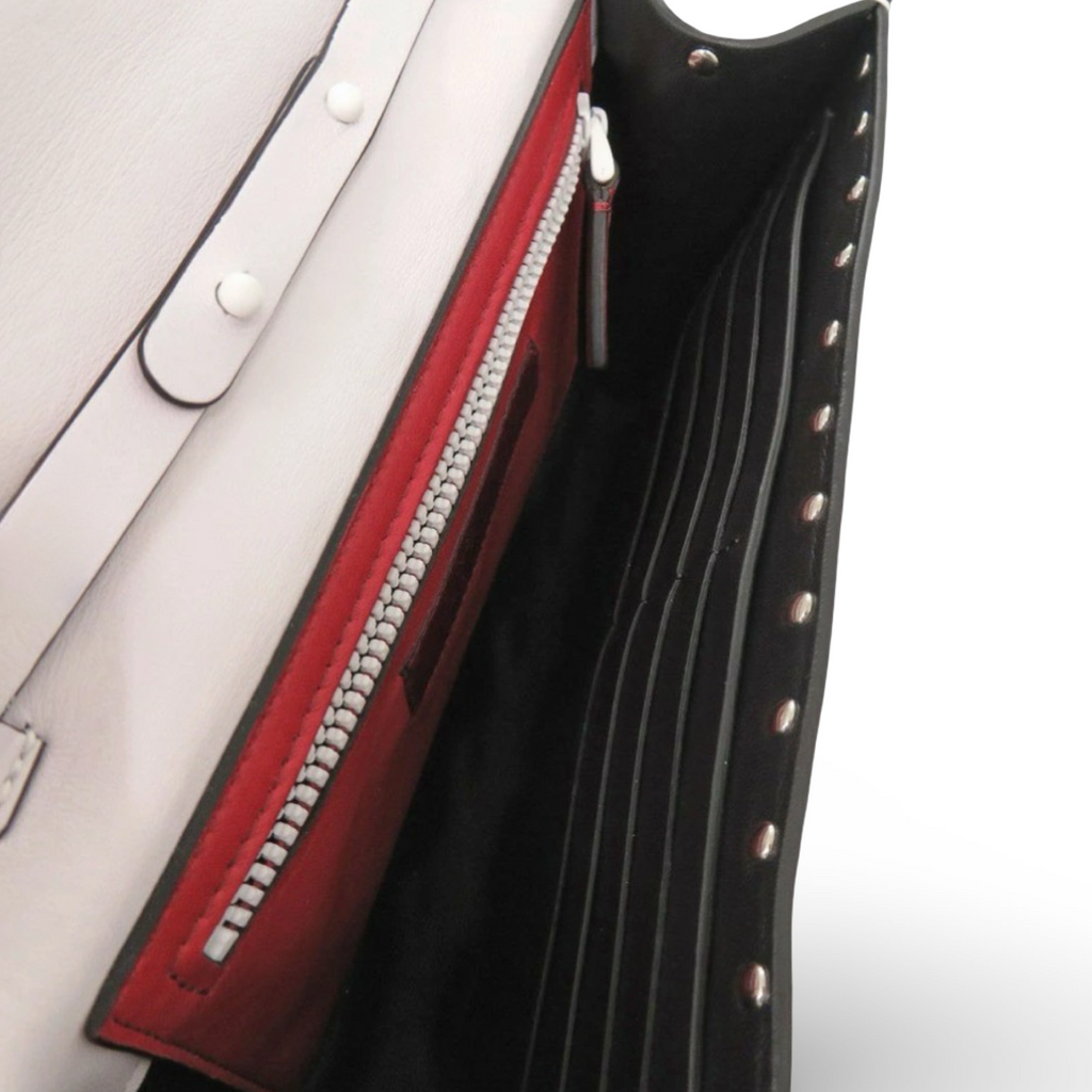 Valentino Garavani Rockstud Leather Shoulder Bag White Like New Previously Owned Authentic