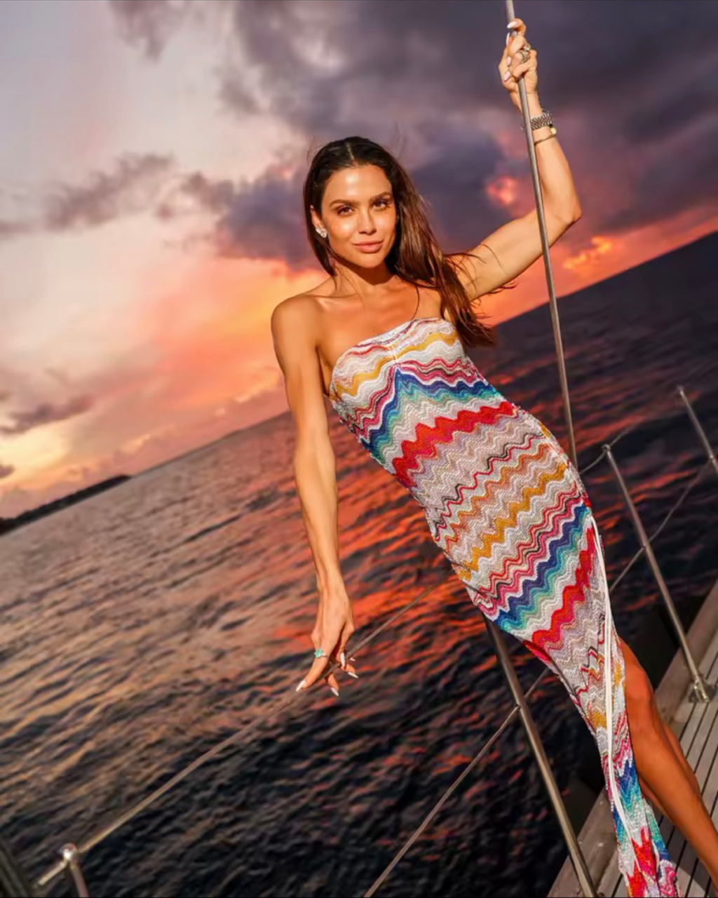 Chevron Strapless Resort Cover-Up Maxi Dress – Beach Vacation Bandeau Dress