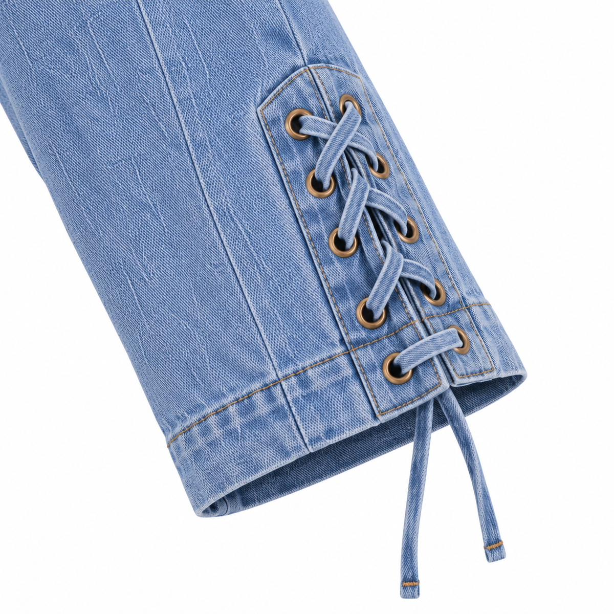 L’LUXE Lace-Up Oversized Denim Jacket – Sky Blue