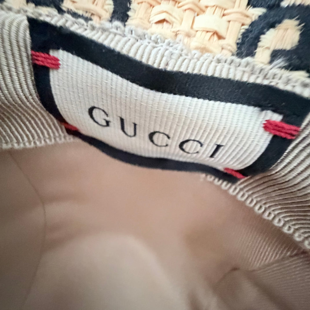 Gucci GG Straw Fedora Hat Like New Previously Owned Authentic