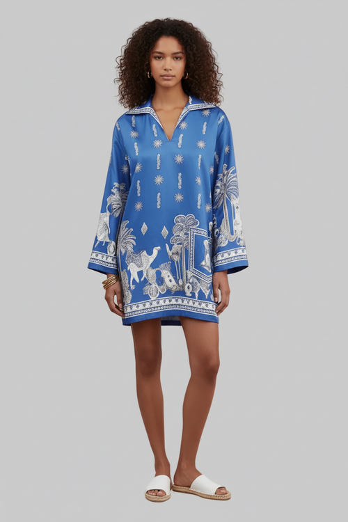 Blue Linen Tunic Dress