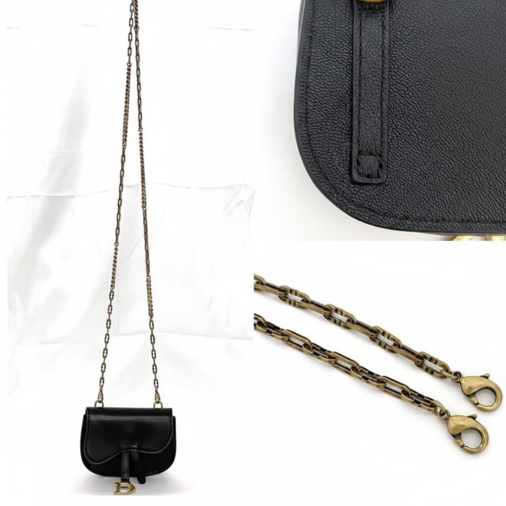 Christian Dior Chain Mini saddle Pouch Authentic Previously Owned