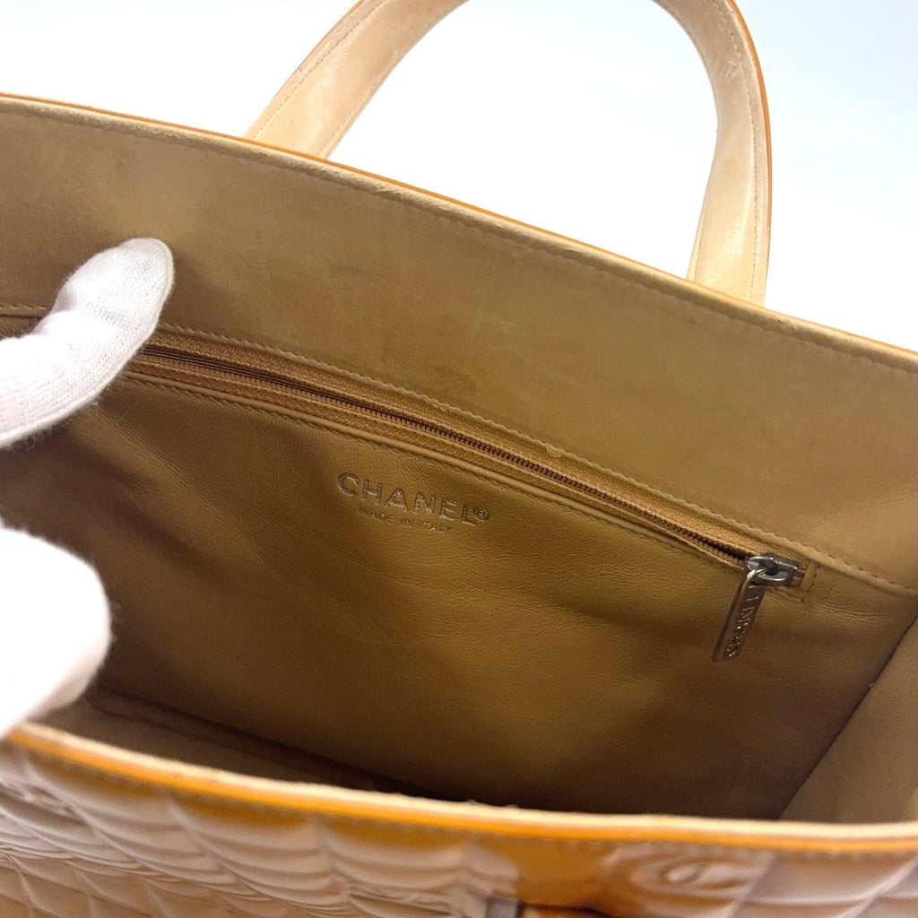 Chanel Chocolate Bar Coco Mark Patent Leather Tote Yellow – Previously Owned Authentic