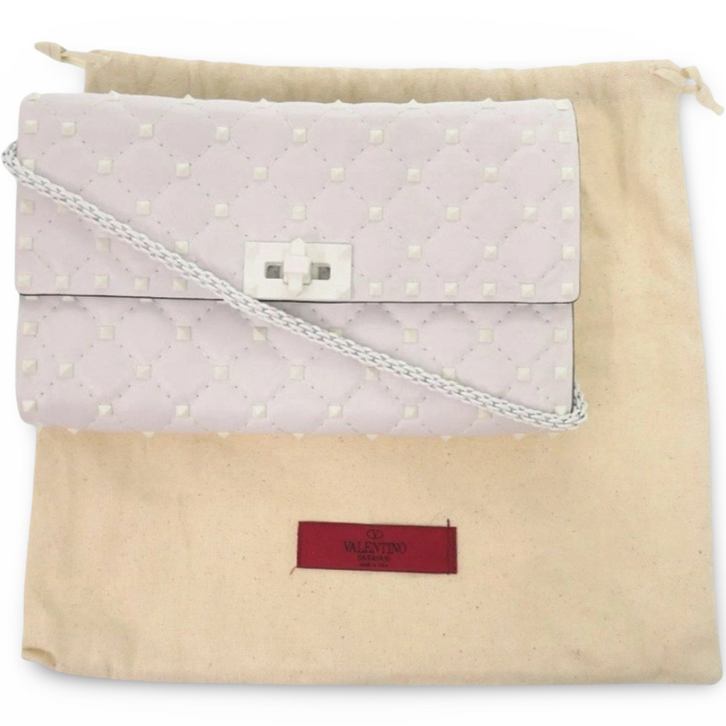 Valentino Garavani Rockstud Leather Shoulder Bag White Like New Previously Owned Authentic