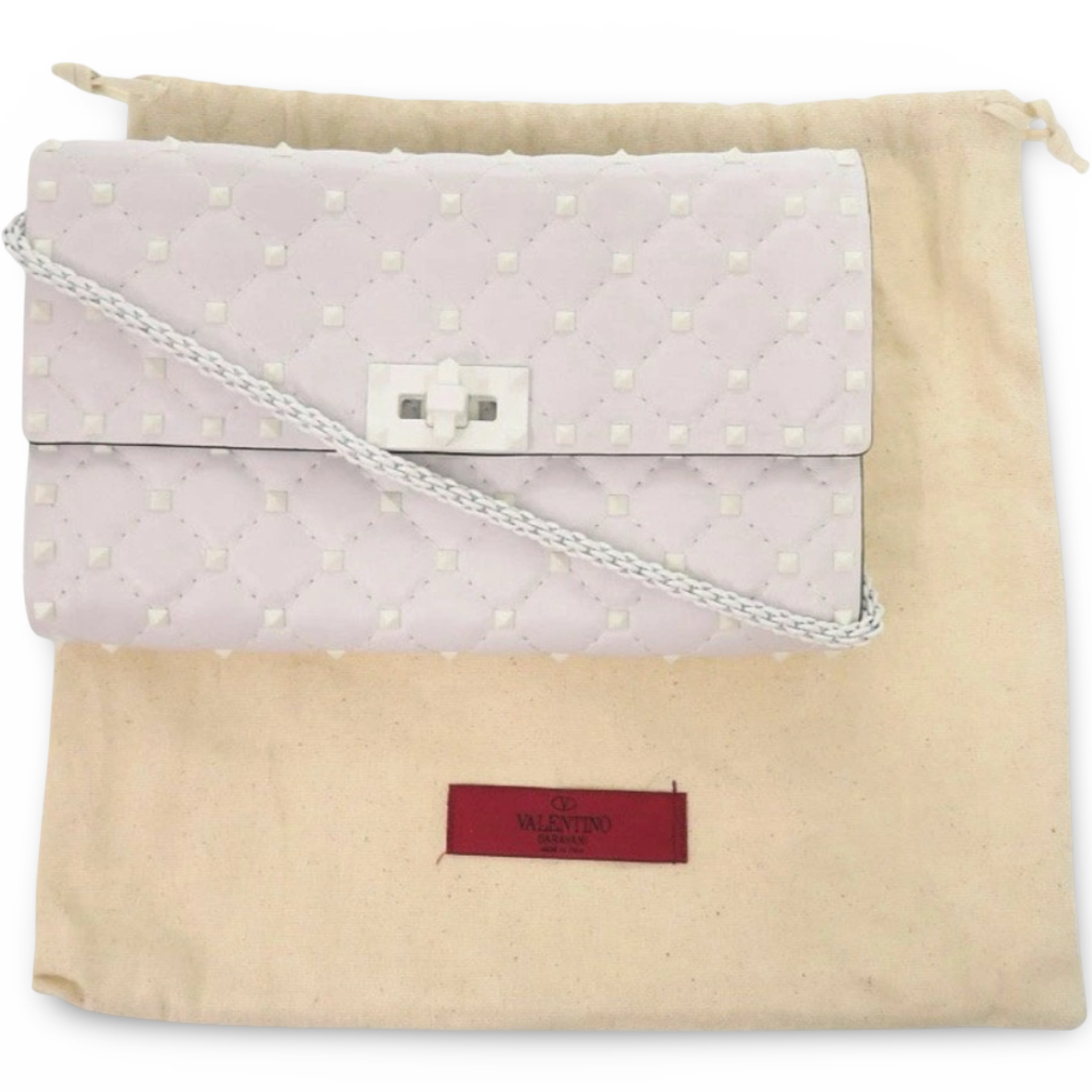 Valentino Garavani Rockstud Leather Shoulder Bag White Like New Previously Owned Authentic