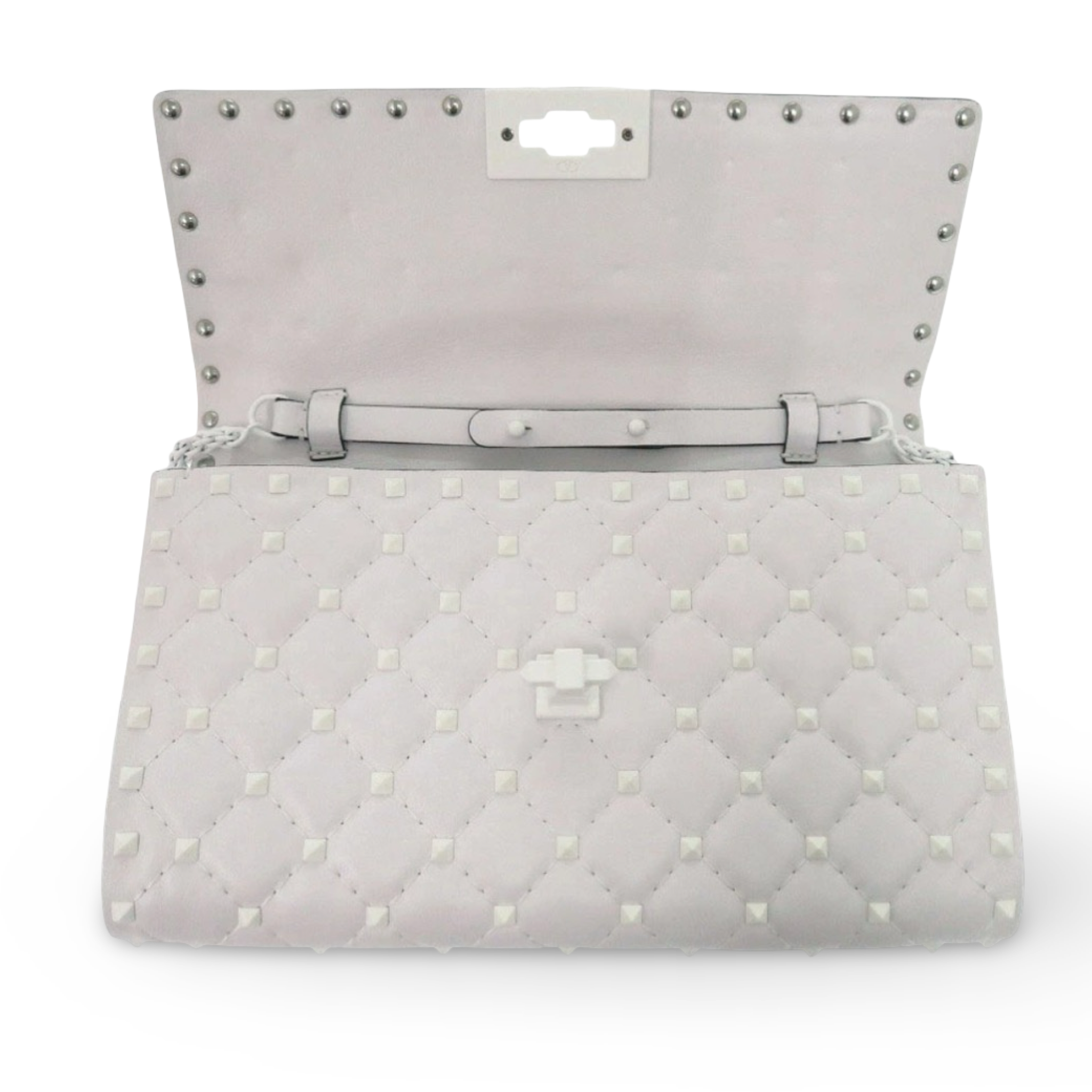 Valentino Garavani Rockstud Leather Shoulder Bag White Like New Previously Owned Authentic