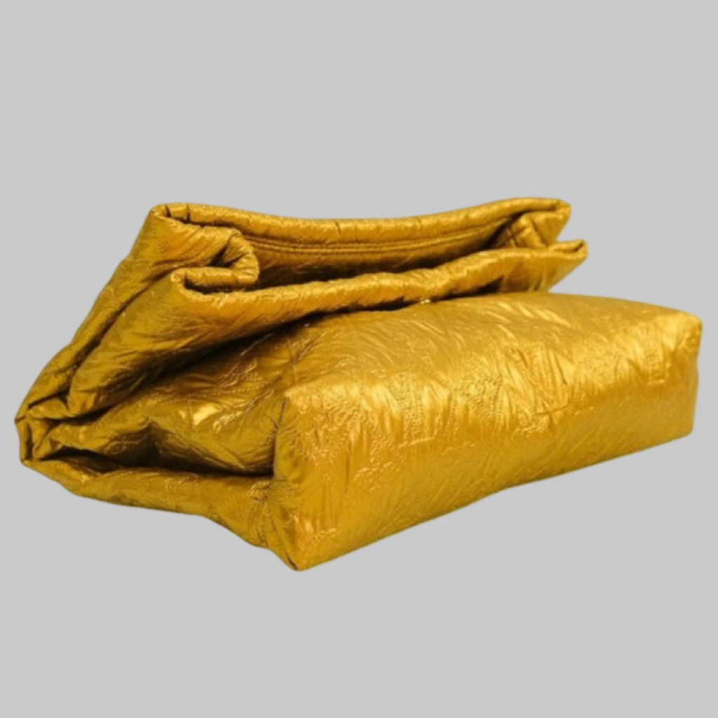Louis Vuitton Limelight PM Metallic Gold Silk & Wool Clutch Bag – Like New