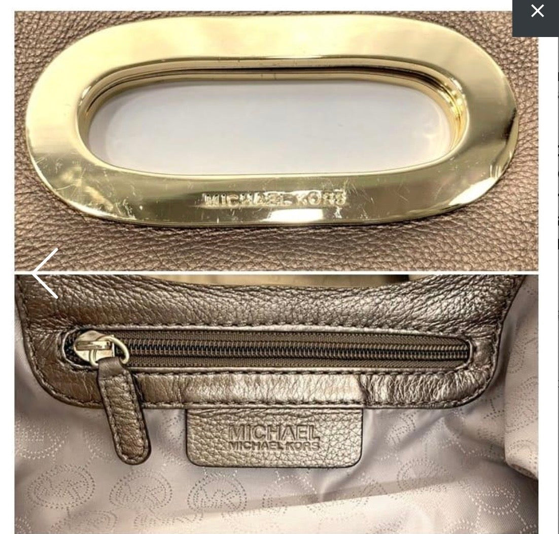 Michael Kors Leather Clutch Bag Brown Gold Hardware Previously Owned Authentic